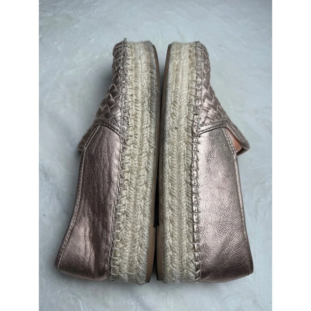 Sam Edelman Catherine Rose Gold Woven Leather Espadrille Flats 9M